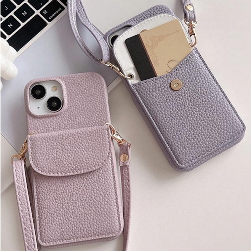 아이폰14 프로 클래식 카드수납 스트랩 가죽 케이스