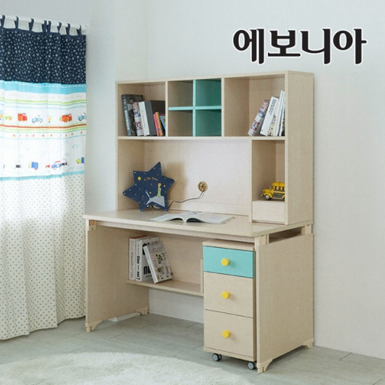 에보니아 레이 전면책상 1200+3단서랍장+LED스탠드 (120x59cm)