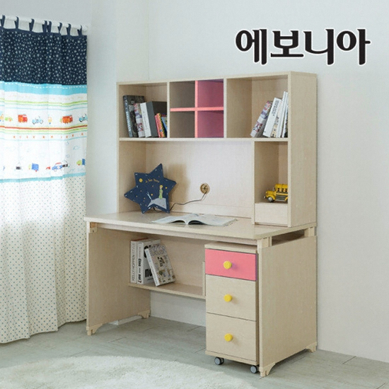 에보니아 레이 전면책상 1200+3단서랍장+LED스탠드 (120x59cm)_이미지