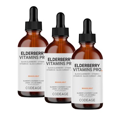 코드에이지 비타민 엘더베리+ 면역 복합체 블루베리 및 라즈베리 120ml (3개)_이미지