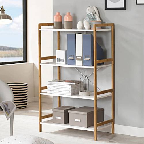 프리메이드 원목 와이드 4단 선반