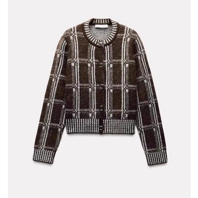 자라 27H1165 여자니트가디건 체크숏가디건 6236006 S_이미지