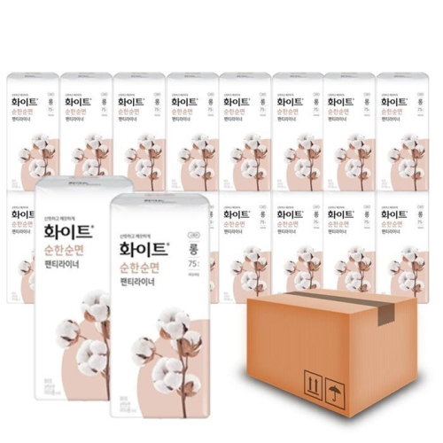 화이트 순한순면 팬티라이너 롱 75개 (18팩(1350개))_이미지