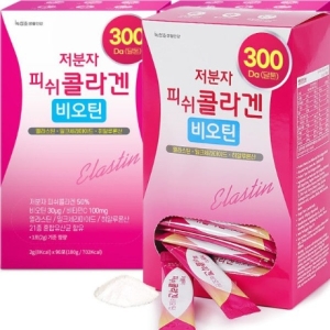 녹십초알로에 녹십초 저분자 피쉬 콜라겐 300달톤 비오틴+엘라스틴 총180포 90포x2박스 (2개)_이미지