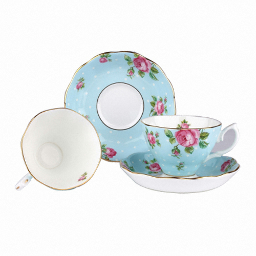 로얄알버트 뉴황실장미 커피잔 폴카블루 (2인조)_이미지