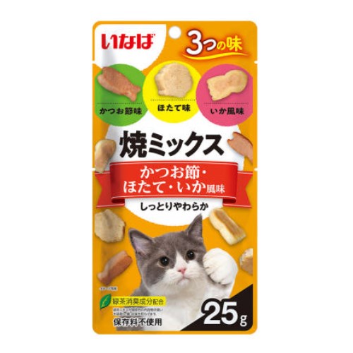 이나바 캣 챠오 야끼믹스 가다랑어포&가리비&오징어 QSC-121 25g (3개)_이미지