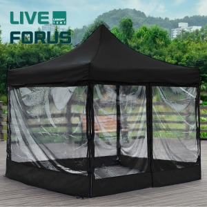 리브포어스 접이식 캐노피 천막 벨크로타입 블랙 3x3 (지붕+프레임+투명바람막이+가방)