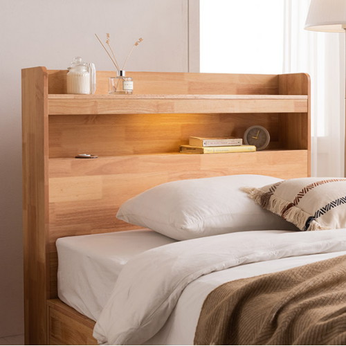 삼익가구 캠비 4단 수납 원목 LED침대 SS (양모라텍스7존독립)_이미지