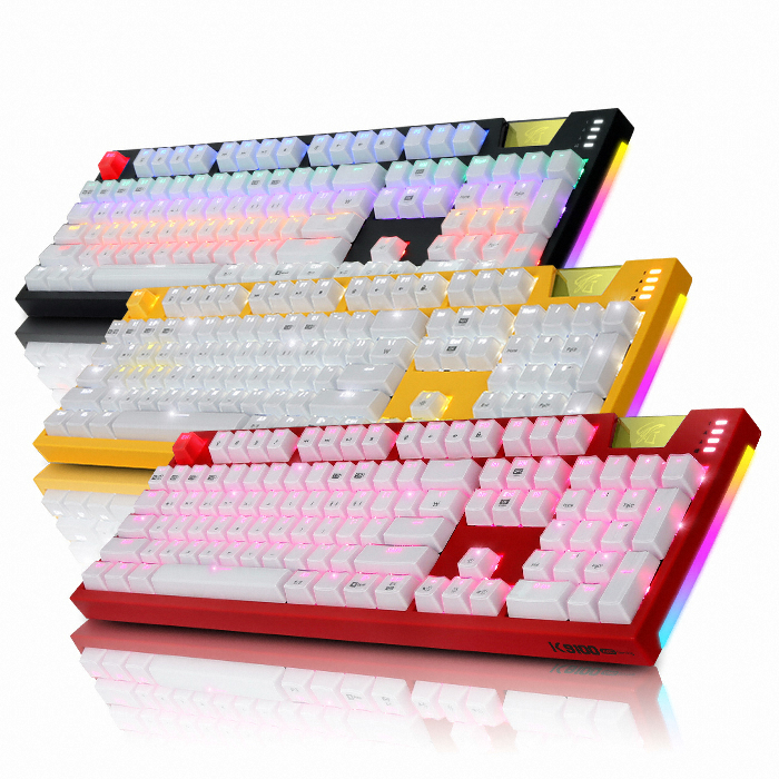 앱코 HACKER K9100 ARC 프리미엄 카일 광축 크리스탈 키캡 완전방수 LED (블랙, 클릭)