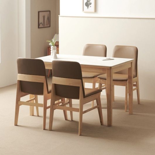 루아 포세린 통세라믹 고무나무 원목 식탁 1200