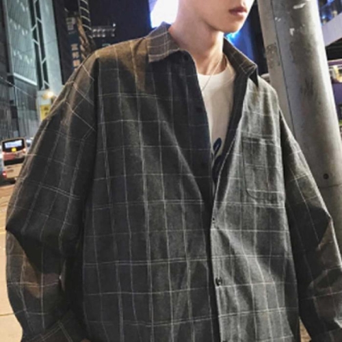 RG5O6NP7대학생 남자 가을룩 코디 셔츠 체크