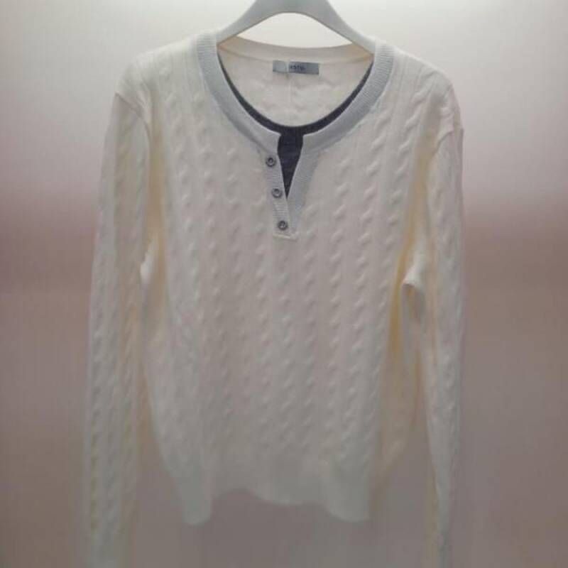 라티움 Destijl HC06 봄느낌 세로꽈배기 브이넥 레이어드 깔끔한 니트티 D2613sw21I