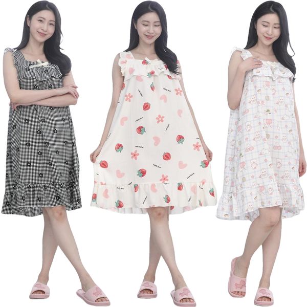 서울양말 여성 큐티 프릴 나시원피스 파자마_이미지