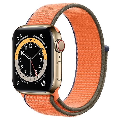 APPLE 워치 시리즈6 44mm Cellular 골드 스테인리스 스틸 (스포츠루프)_이미지