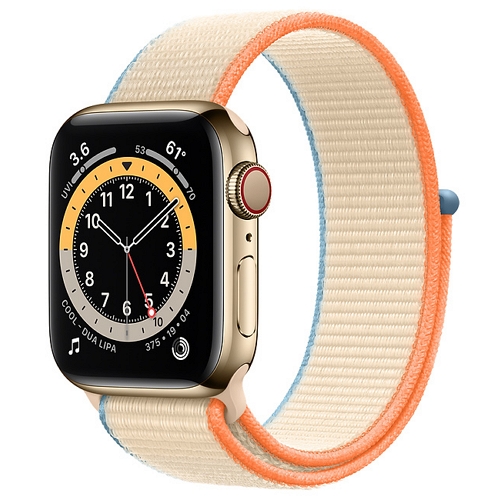 APPLE 워치 시리즈6 44mm Cellular 골드 스테인리스 스틸 (스포츠루프)_이미지