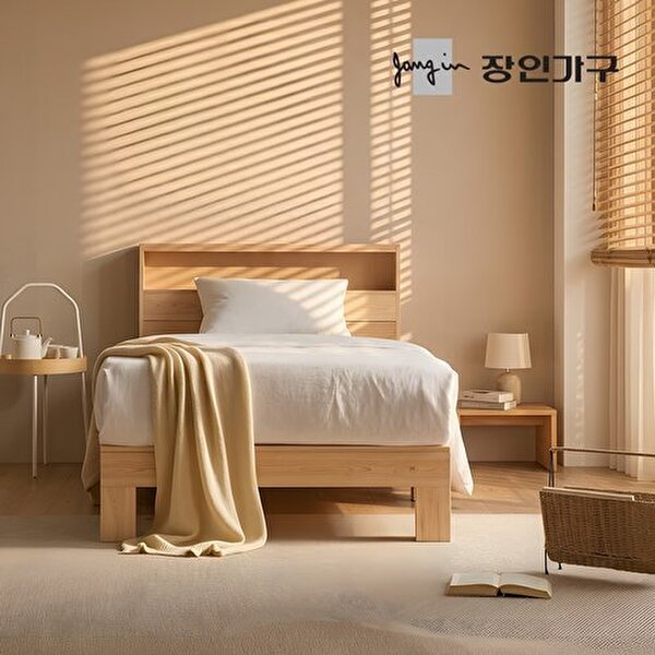 온숨 편백나무 통원목 헤드형 H300 침대 S