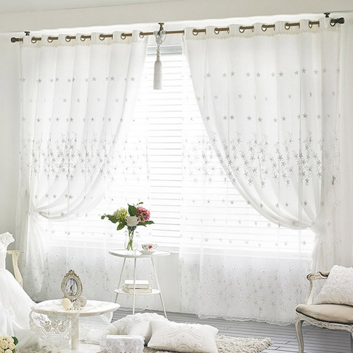 지나송 브레나 웨딩스타일 암막커튼+커튼봉 (2장, 중형, 180x230cm)_이미지