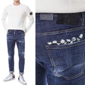 디스퀘어드2 디스퀘어드 블랙 래더패치 D2 디스덧댐 진청 워싱진/74LB1153