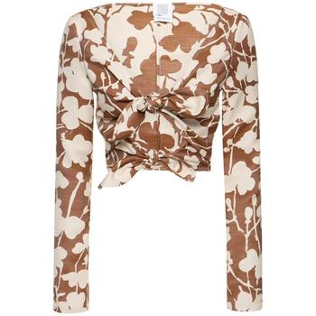 소울 Rosie As in 여성 프린트 트윌 컷아웃 긴팔 크롭 탑 77I XTP013 TP7214