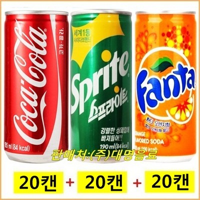 코카콜라음료 코카콜라 190ml + 환타 오렌지 190ml + 스프라이트 190ml (60개)_이미지