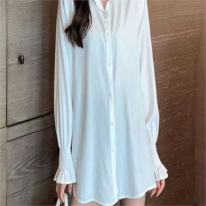 ONM F6400 손목 주름 화이트 카라 블라우스 코디 출근룩 9207235