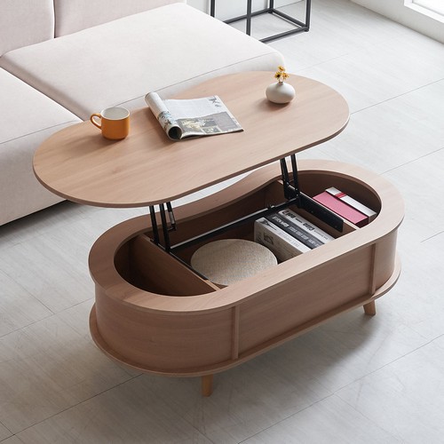 에보니아 로나 타원형 리프트업 거실 소파테이블 1200