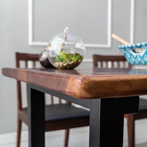 지베스 브루클린2 장미목 원목 우드슬랩 식탁 1350 (의자4개)_이미지