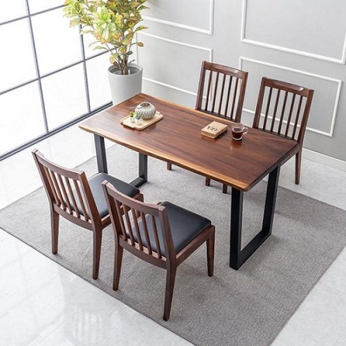 지베스 브루클린2 장미목 원목 우드슬랩 식탁 1350 (의자4개)_이미지