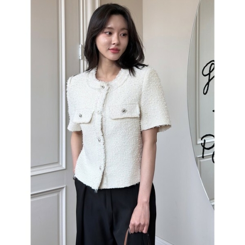 모리스커밍홈 프린지 썸머트위드 자켓 여성자켓 여름자켓 반팔자켓_M2504JK020B이미지입니다. 누르면 해당 게시물로 새창이동합니다.