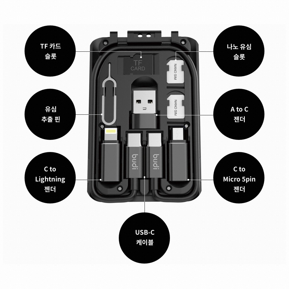 budi BUDI-515C 6in1 멀티 충전 케이블 박스_이미지