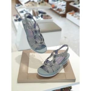  미소페 여성 큐빅& 비즈 웨지 스트랩 샌들 5.5cm 711724051
