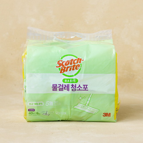 3M 스카치브라이트 실속형 베이직 물걸레 청소포 표준형 40매 [6개]