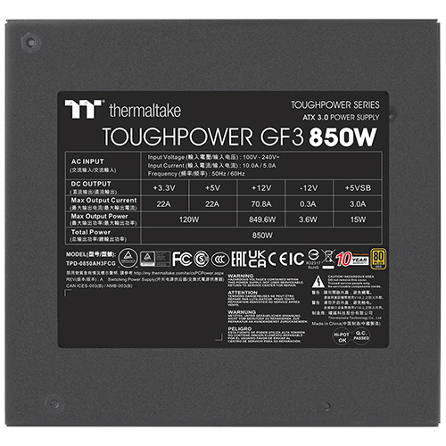 써멀테이크 터프파워 GF3 850W GOLD 풀모듈러 ATX3.0_이미지