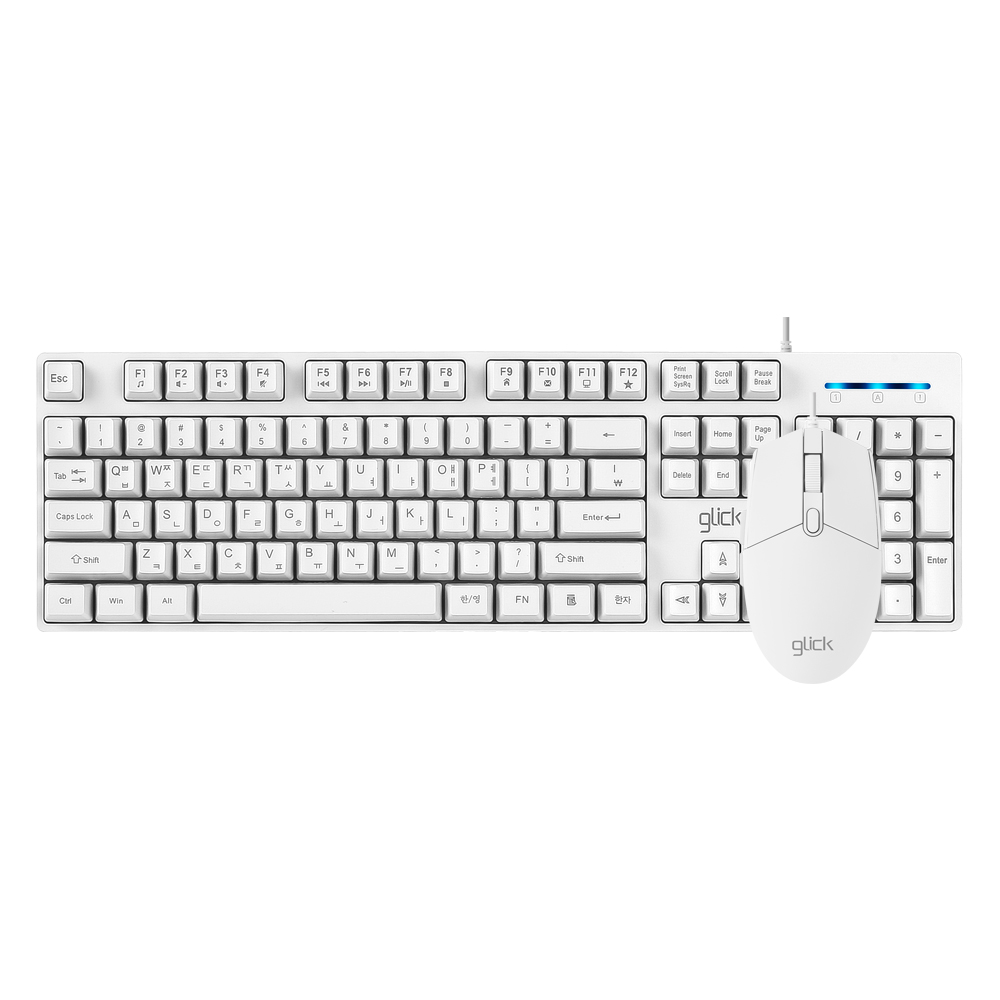 지클릭커 OFFICEPRO GMK-500 스탠다드 M 무소음 키보드 마우스 세트 (화이트)_이미지