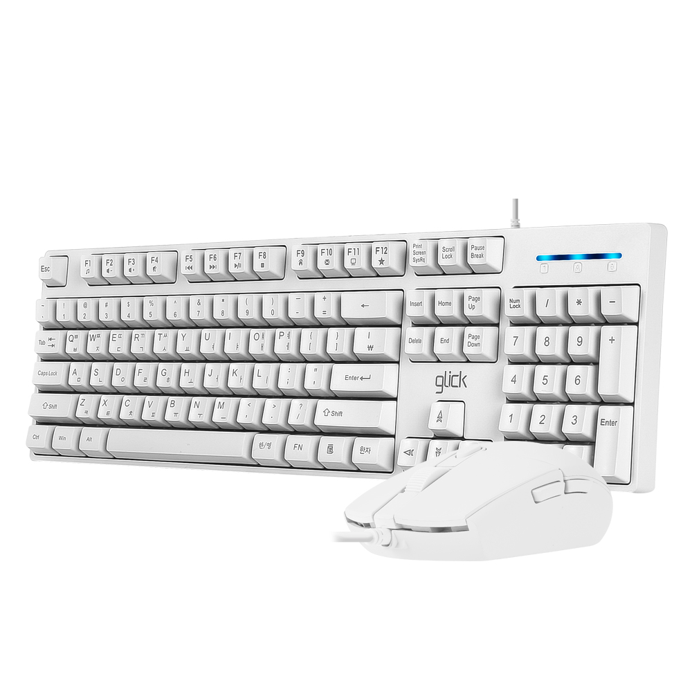 지클릭커 OFFICEPRO GMK-500 스탠다드 M 무소음 키보드 마우스 세트 (화이트)