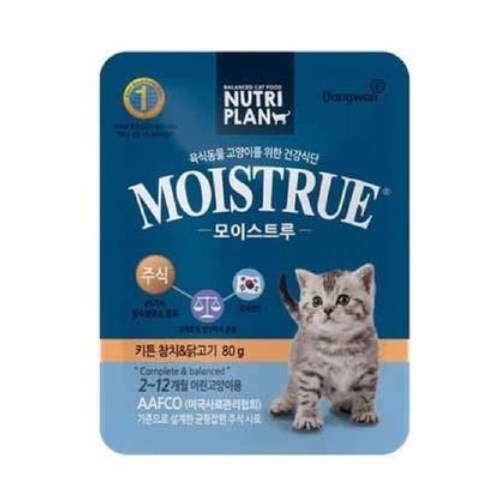 동원F&B 뉴트리플랜 캣 모이스트루 키튼 참치&닭고기 파우치 80g (12개)