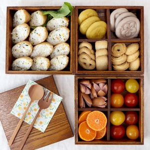 코지테이블 나무 사각 찬합 3단 소풍 도시락통_이미지