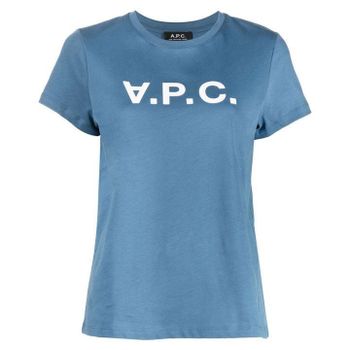 아페쎄 VPC 벨벳 로고 반팔 티셔츠 블루 153746520_이미지