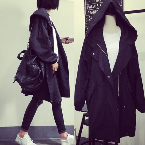 여성 롱 후드 자켓 야상 사파리 AJ04 여자 봄 가을 데일리 캐주얼 아우터 점퍼 바람막이_이미지
