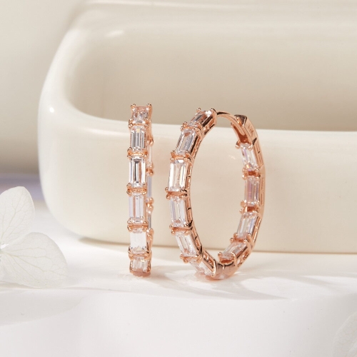 비앤비골드 14K 바게트 큐빅 쉐도우 원터치 링귀걸이 한쌍 PNE42097