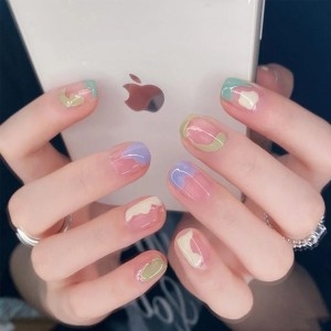 홀리지 블루 디자인 여성 붙이는 네일팁 24tips