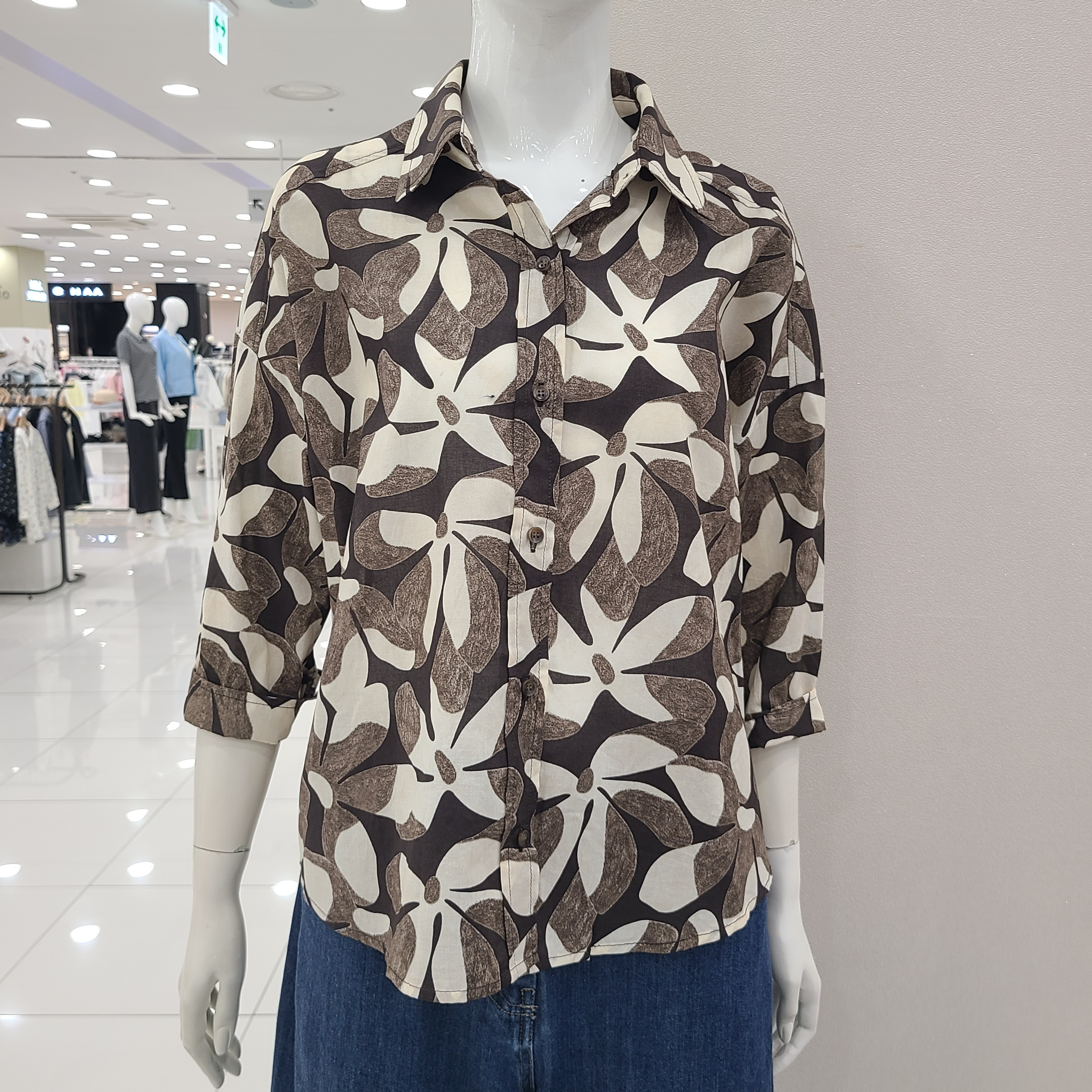 크레송 큰꽃무늬박스블라우스 ODCGBG61B_US