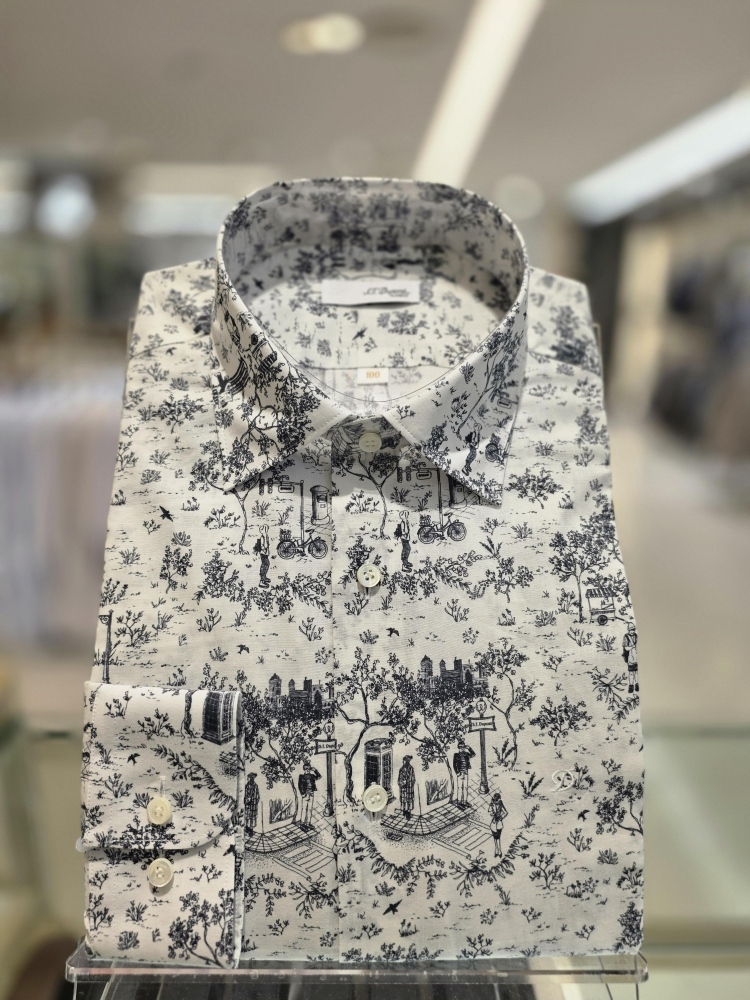 ST듀퐁 SE6SM11LS59SGY 남성 프린트 긴팔셔츠 SE6SM11LS59S