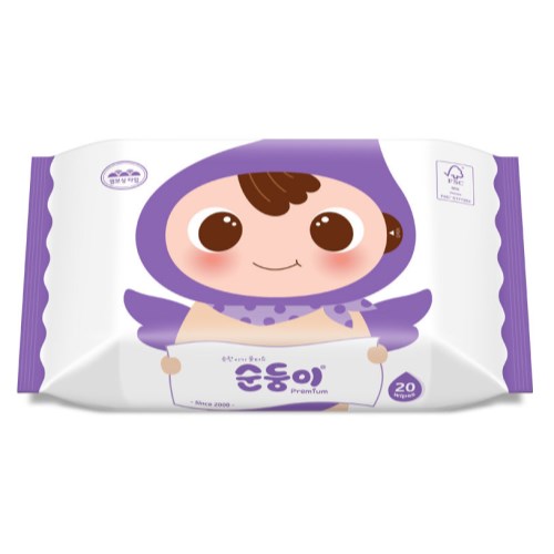 순둥이 프리미엄 엠보싱 물티슈 리필형 20매 (12팩)_이미지
