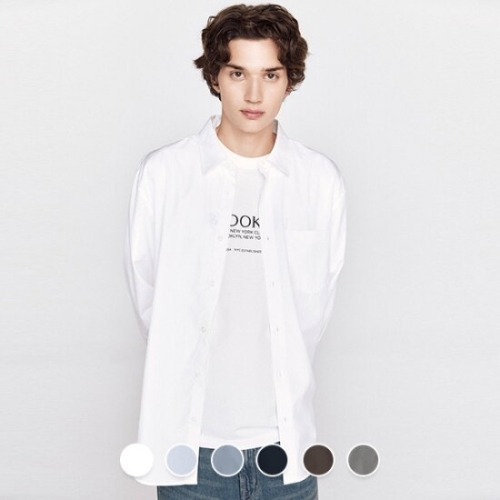 지오다노 045901 포플린 긴팔 셔츠_이미지