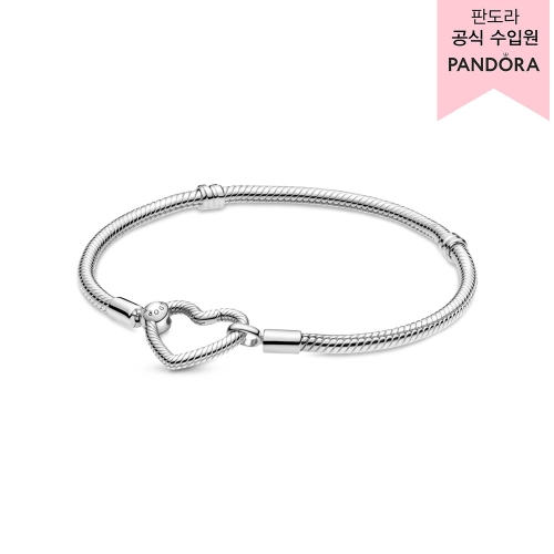 판도라 모멘츠 하트 클로저 스네이크 체인 브레이슬릿_599539C0
