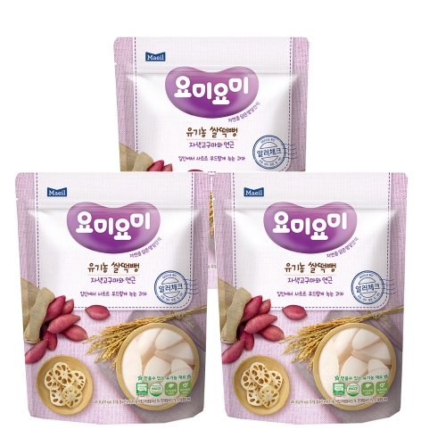 요미요미 유기농 쌀떡뻥 자색고구마와 연근 30g (3개)_이미지