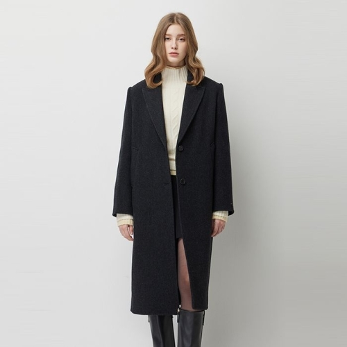 SISLEY 해커스 트윌 싱글 투버튼 롱 코트_SACT83561DG_이미지