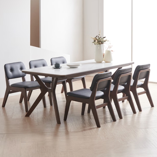 라로퍼니처 밀러 포세린 통세라믹 낮은 식탁 1900 (의자6개)_이미지