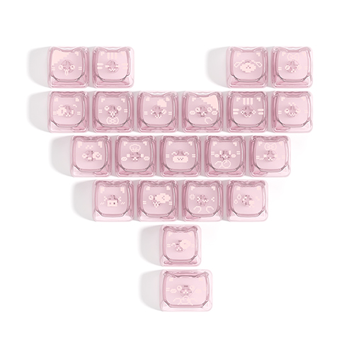 Soulcat 쫑긋 고양이 Love 하트 투명 PC 포인트 키캡 21키